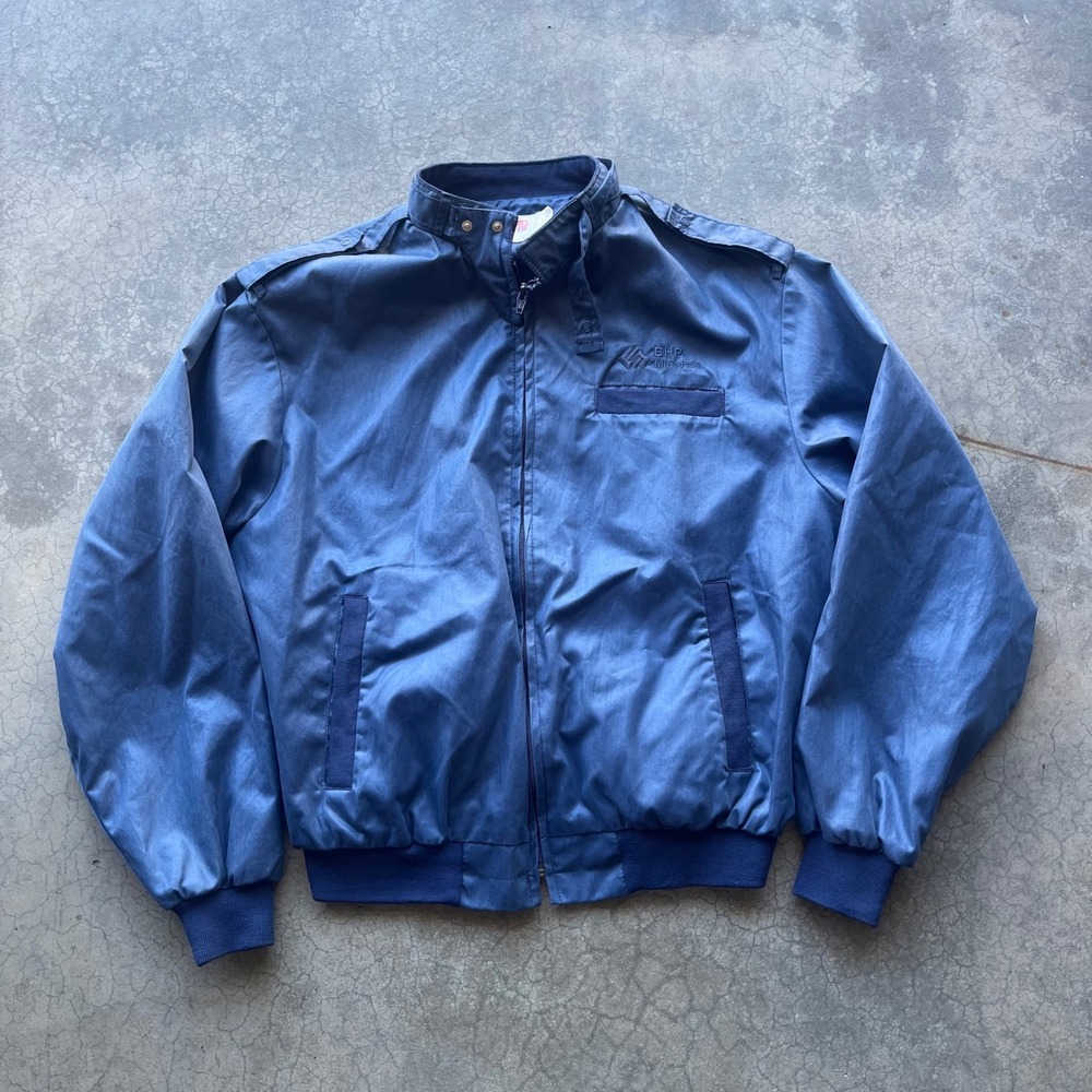 Vintage King Louie Pro Fit Bomber Jacket Mens Large Blue BHP Minefalls USA Made